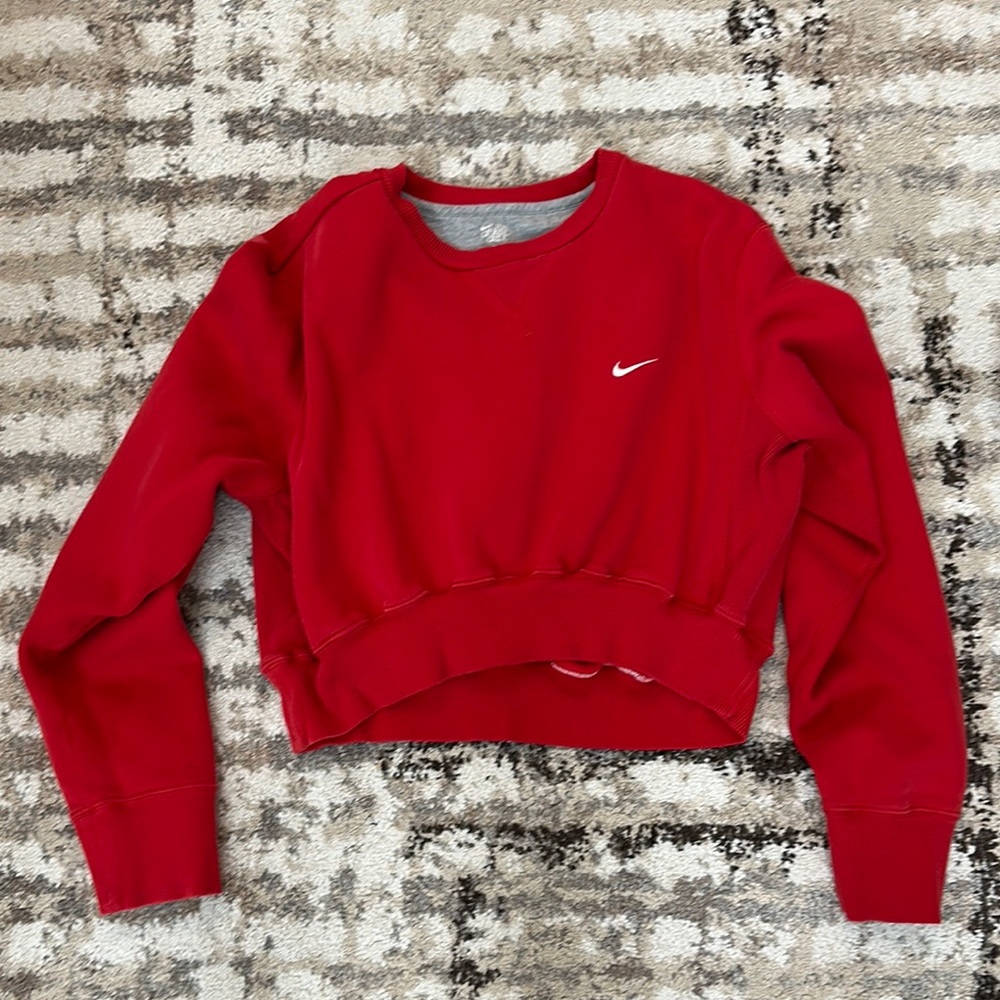 Nike Red Cropped Reworked Sweatshirt